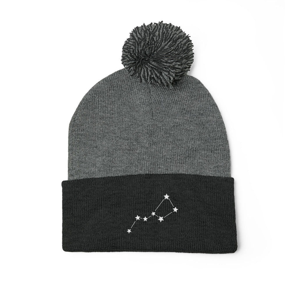 Ursa Major Beanie Cap for Universe Enthusiast, Embroidered Pom-Pom Knit Hat