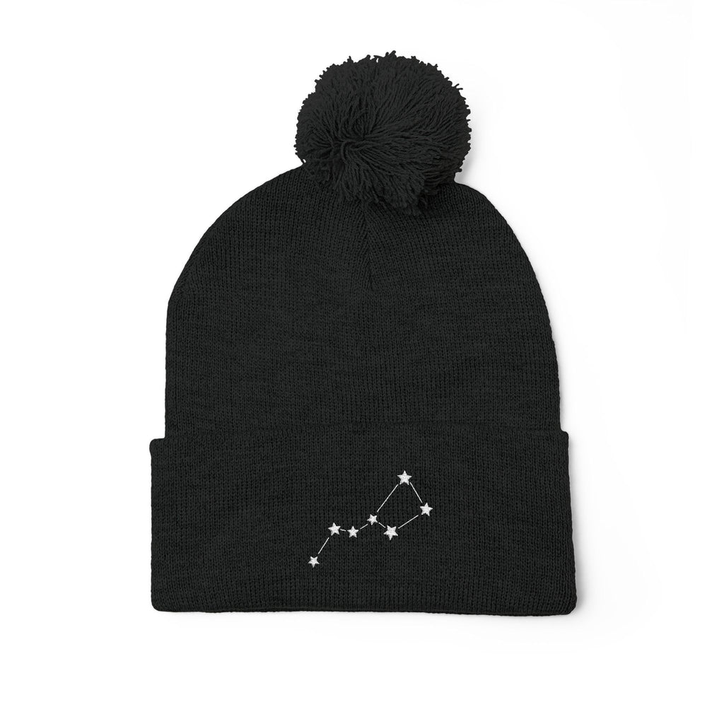 Ursa Major Beanie Cap for Universe Enthusiast, Embroidered Pom-Pom Knit Hat