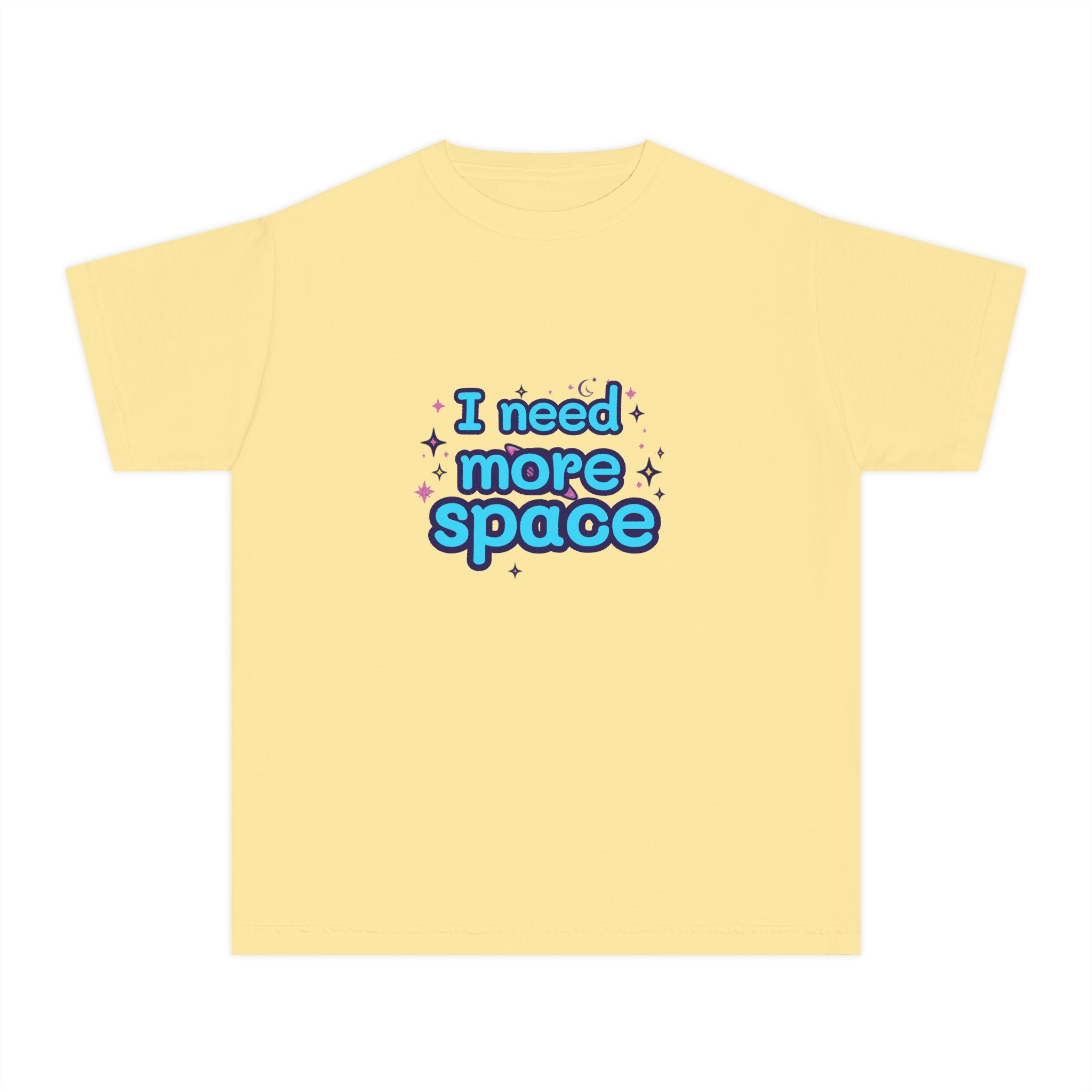 Youth Tee — “I Need More Space” Cloud & Stars Graphic