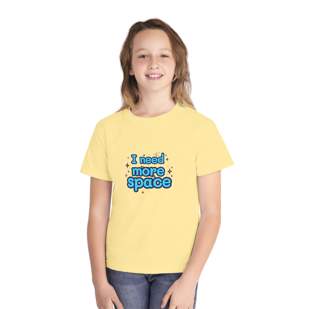 Youth Tee — “I Need More Space” Cloud & Stars Graphic